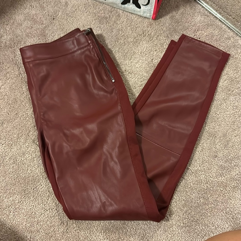 white house black market red leather pants